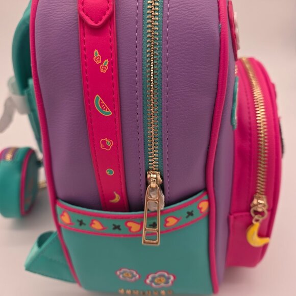 BoxLunch Spottie Dottie Mini Backpack Fruit Flowers Purple Teal NWT - Picture 7 of 9